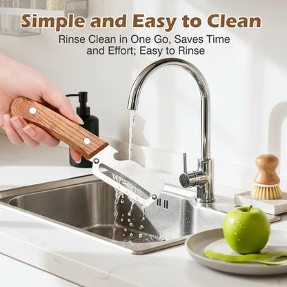 Wooden-Handled Stainless Steel Peeler with Built-In Bottle Opener