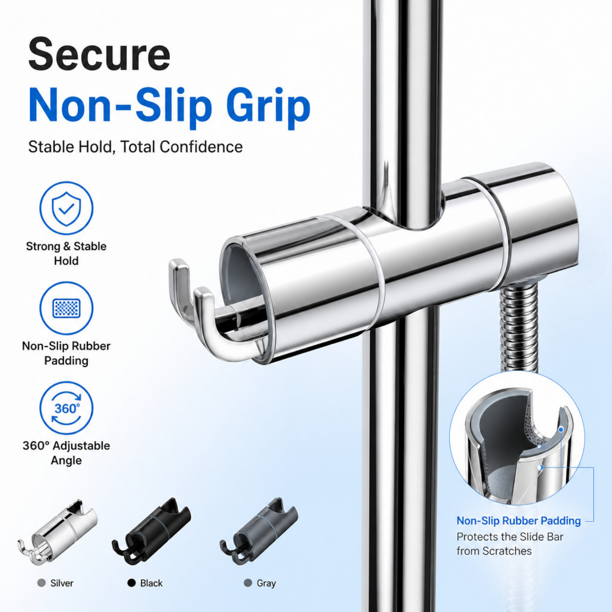 Adjustable Shower Head Holder for Slide Bar