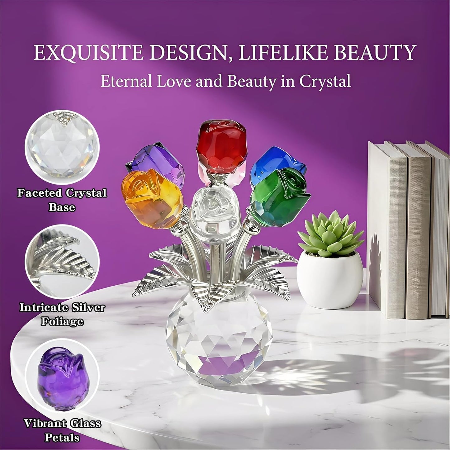 Glass Crystal Artificial Roses for Mother’s Day