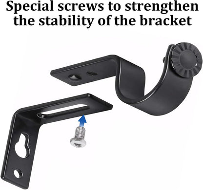2PCS No Drill Outside Mounted Blinds Curtain Rod Bracket Attachment