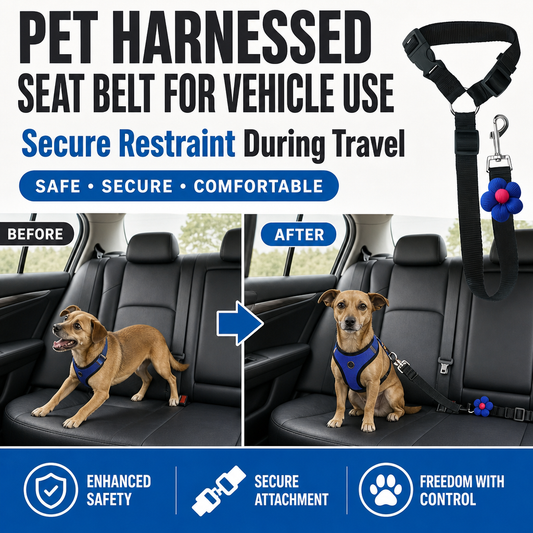 Pet Harnessed Seat Belt for Vehicle Use