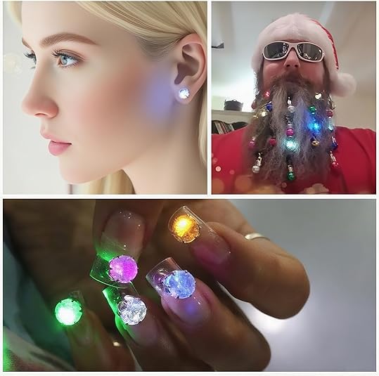 4PCS LED Earrings Color Changing Light Up Earring Diamond Crown Studs