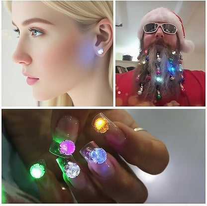 4PCS LED Earrings Color Changing Light Up Earring Diamond Crown Studs