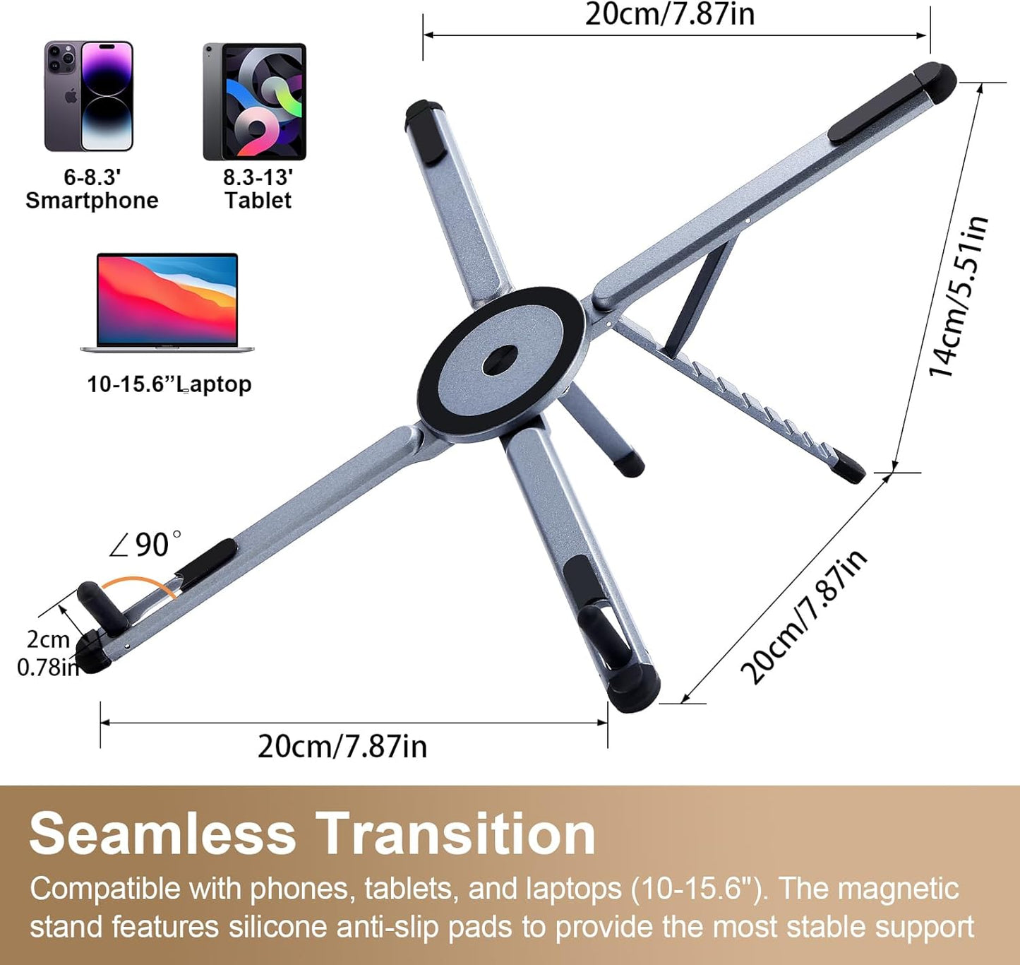 3-in-1 Foldable Magnetic Phone Tripod Stand