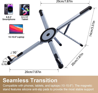 3-in-1 Foldable Magnetic Phone Tripod Stand