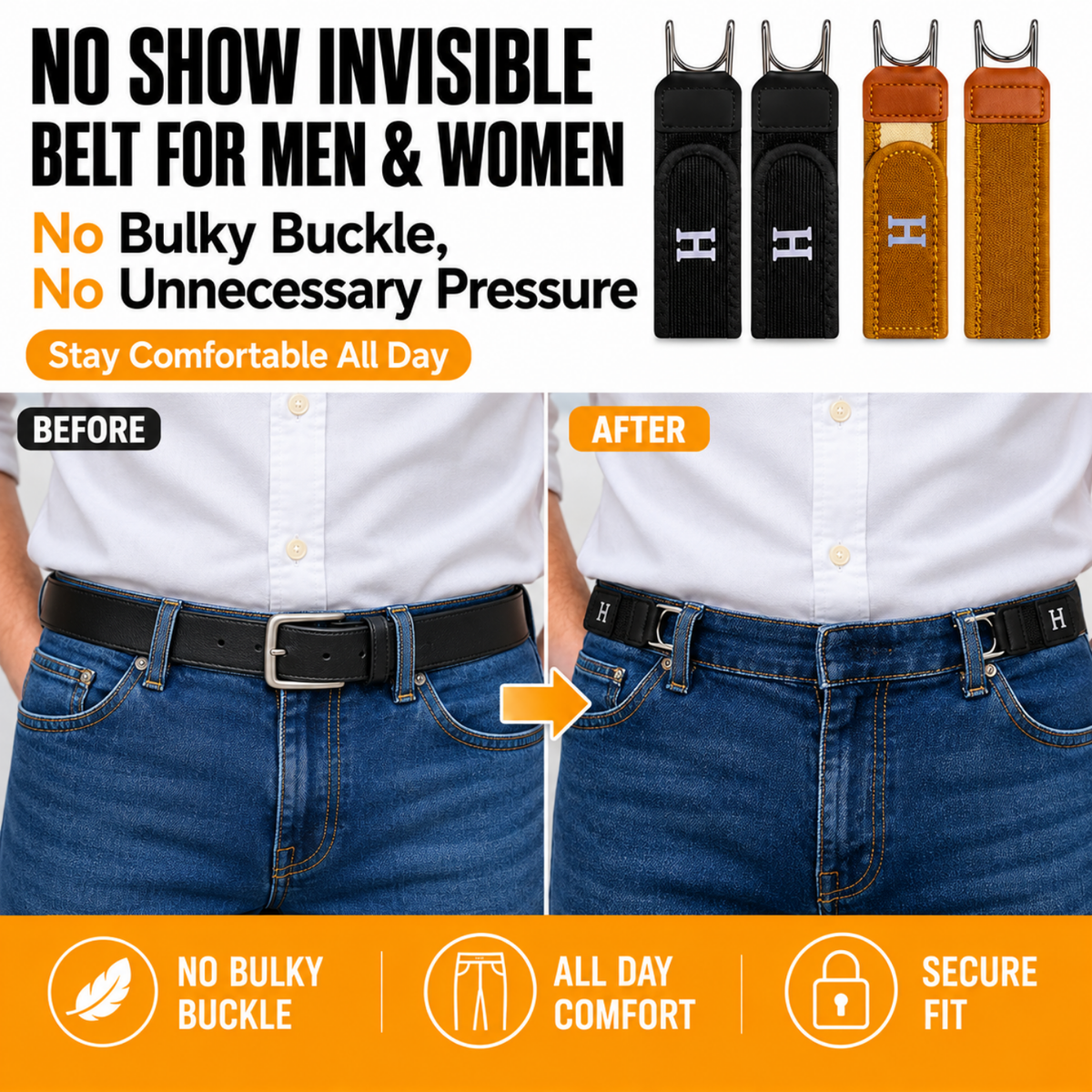 No Show Invisible Belt for Men & Women