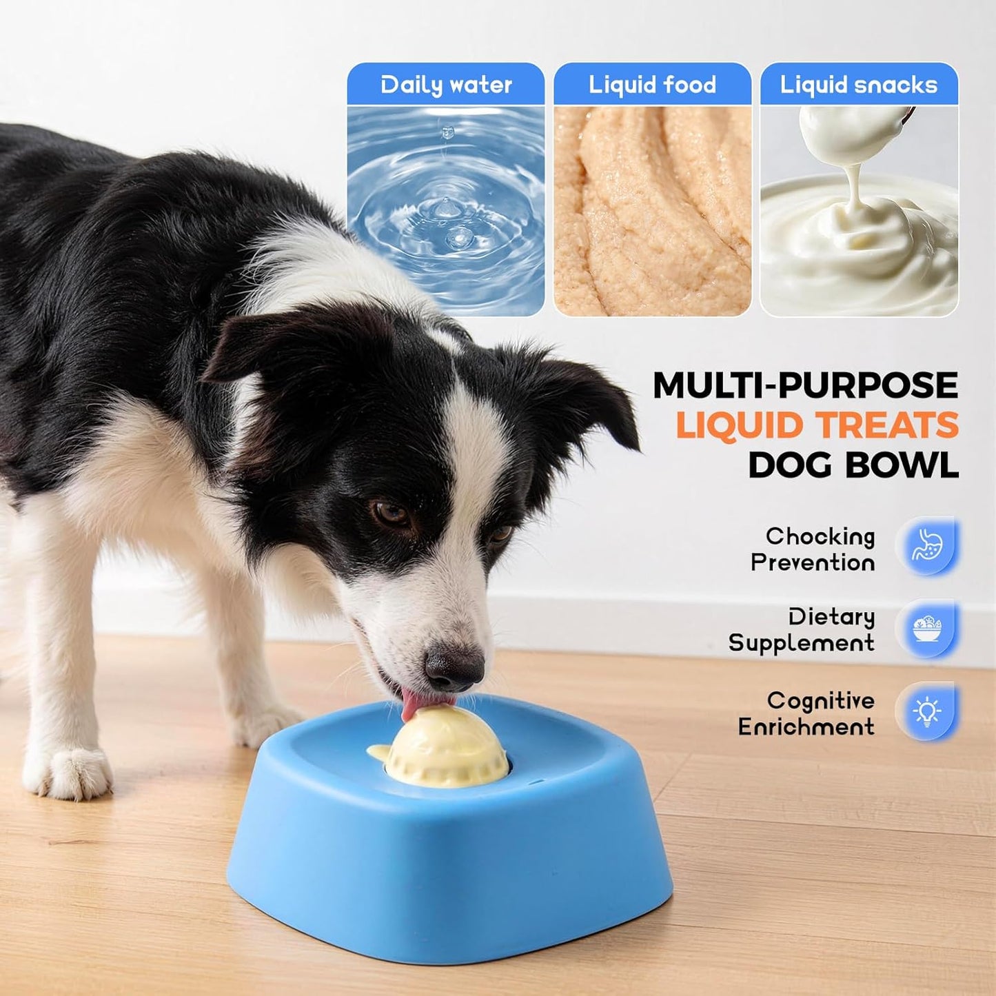 Dog Licking Bowl with Ball For Dogs for Yogurt, Bone Broth & Liquid Treats