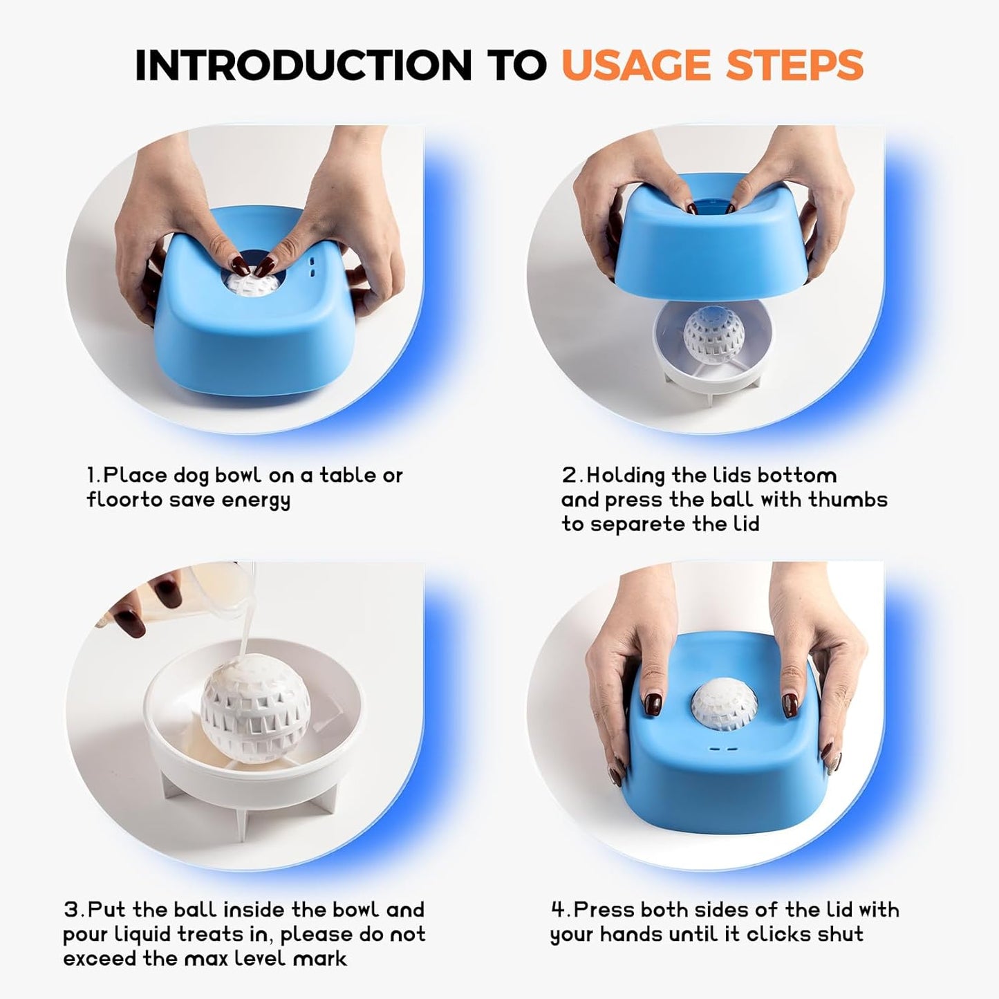 Dog Licking Bowl with Ball For Dogs for Yogurt, Bone Broth & Liquid Treats