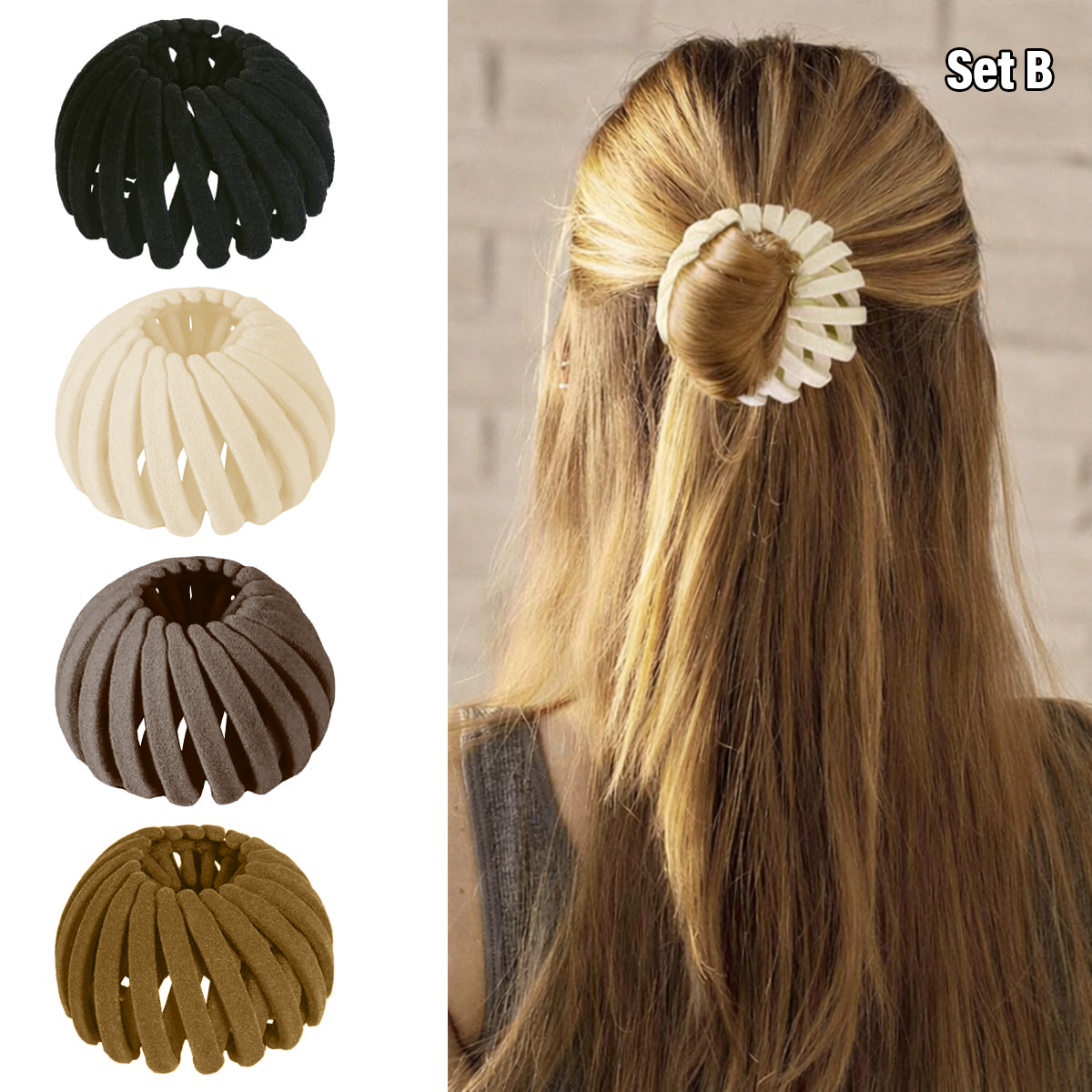 4PCS Bird Nest Hair Clips Expandable Hair Bun Maker Hair Accessories