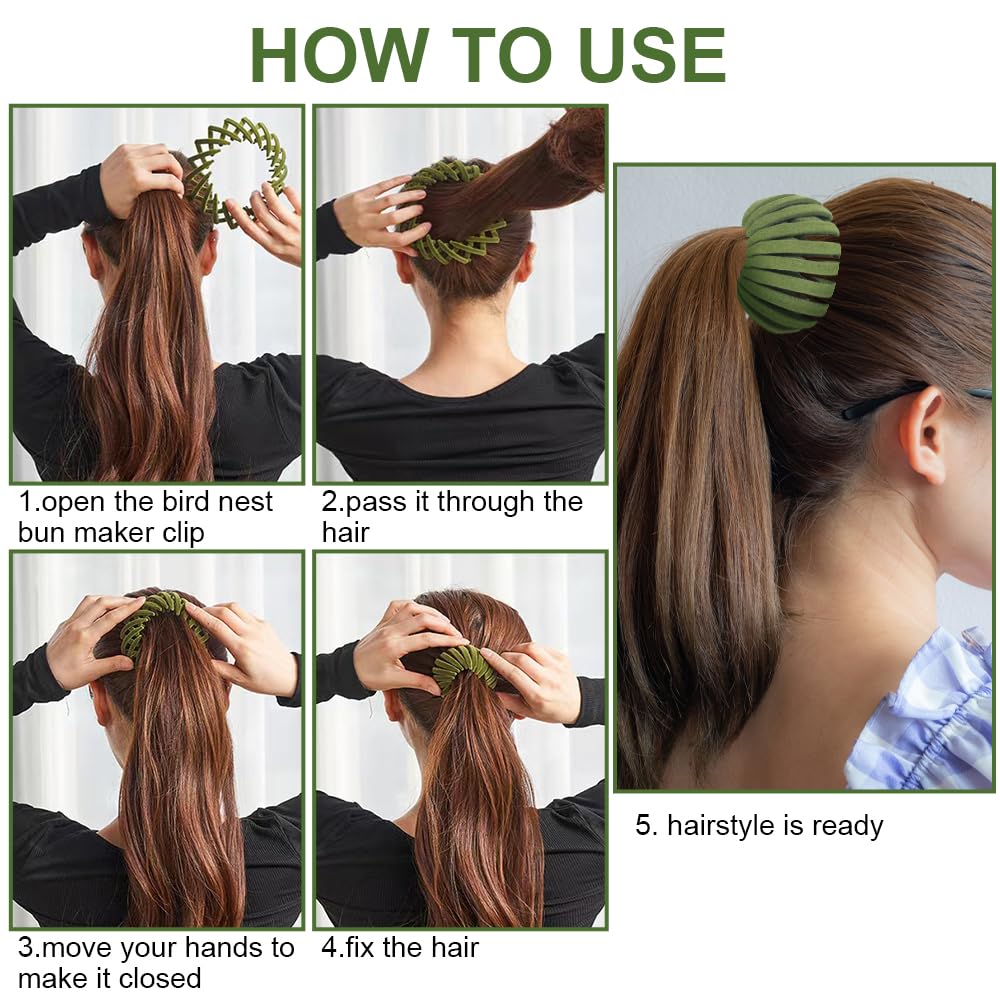 4PCS Bird Nest Hair Clips Expandable Hair Bun Maker Hair Accessories