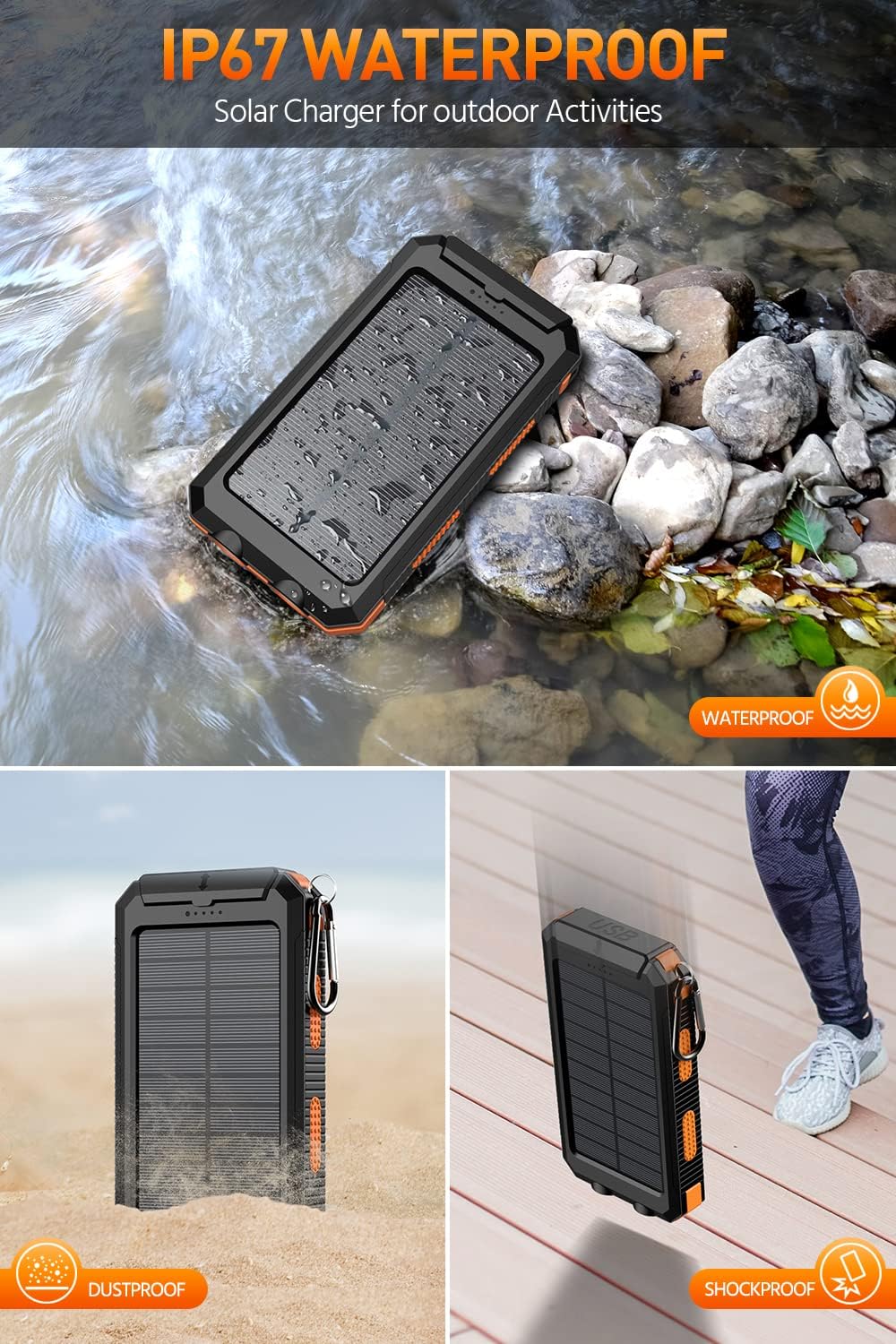 20000mAh Emergency Solar Power Bank