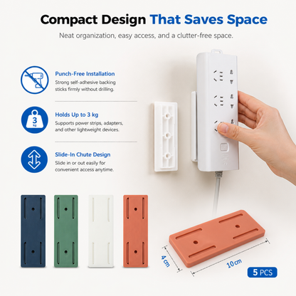 Self-Adhesive Punch-Free Power Strip Holder (5 PCS)