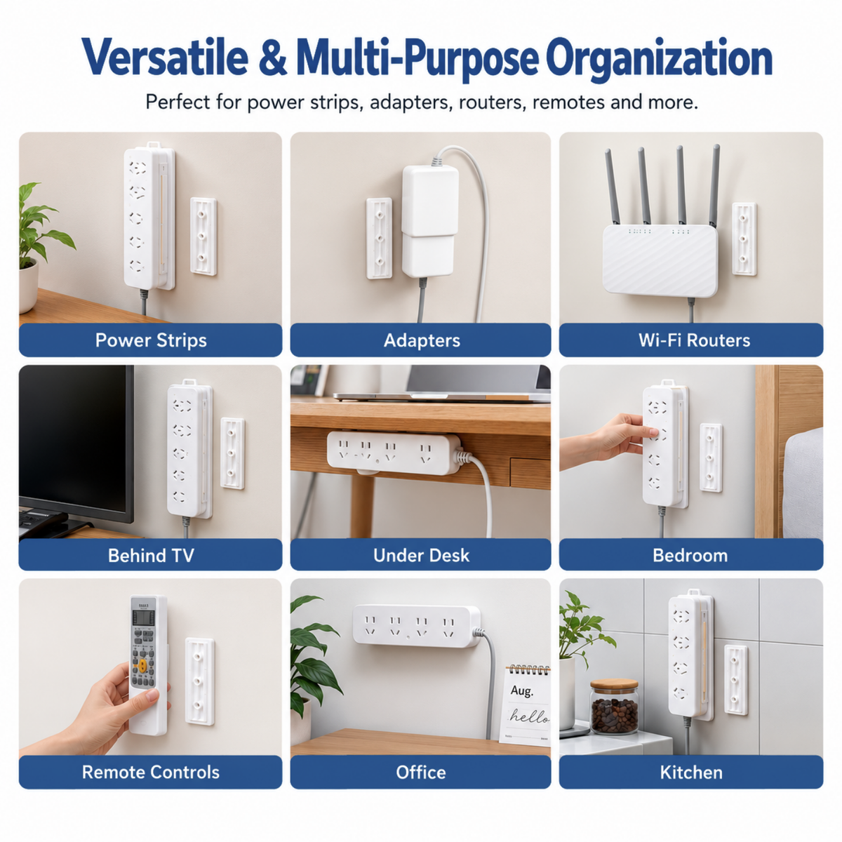 Self-Adhesive Punch-Free Power Strip Holder (5 PCS)