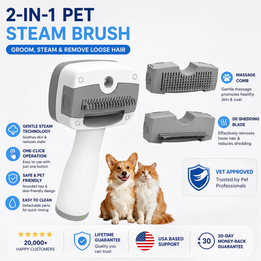 Pet Steam Brush for Dogs & Cats
