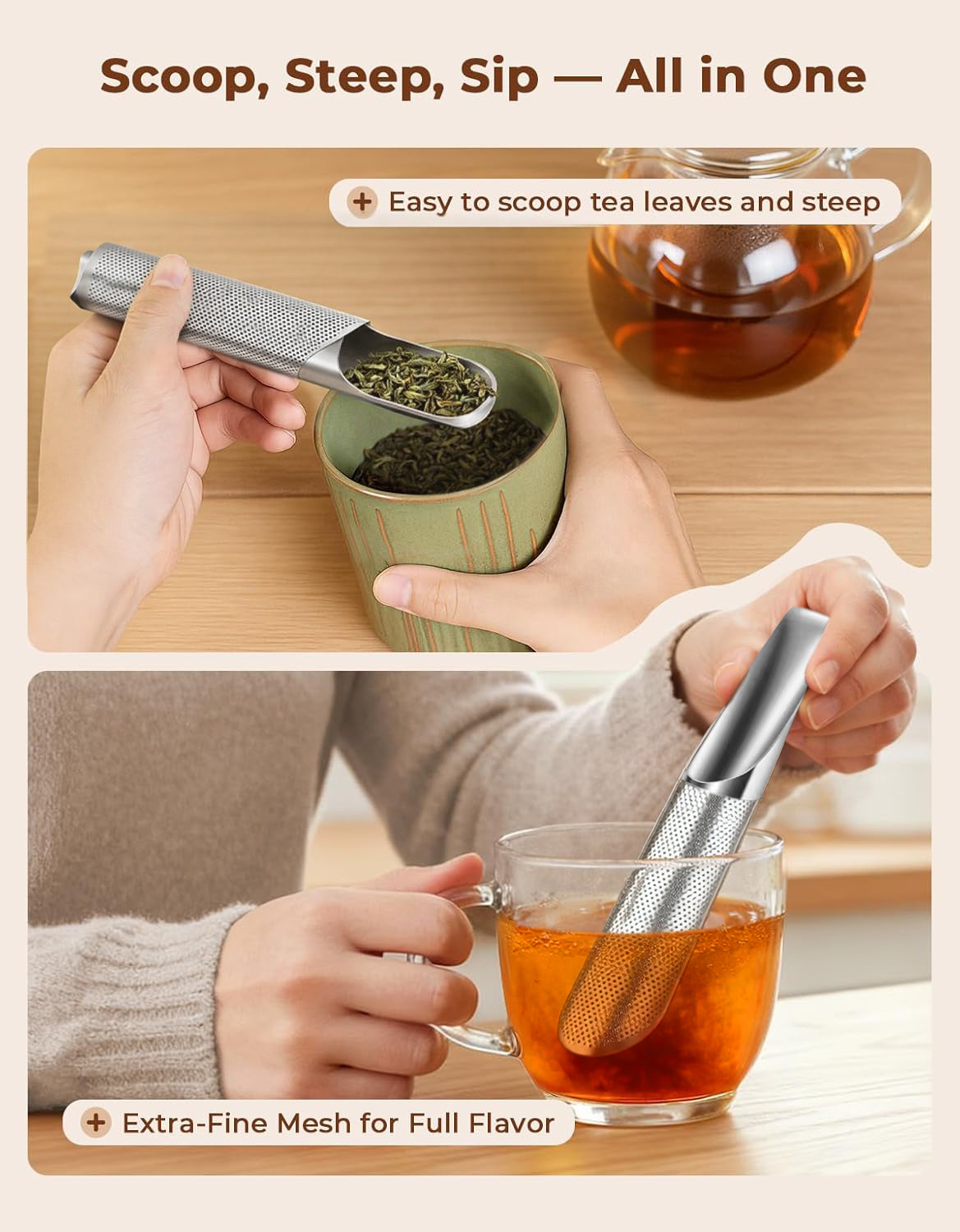 2-in-1 Tea Scoop Infuser Fine Mesh Tea Strainers PRO