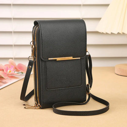 Multi Pockets Vegan Leather Small Designer Touchscreen Phone Bag With Adjustable Strap