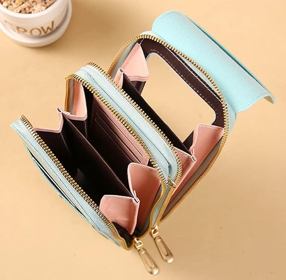 Multi Pockets Vegan Leather Small Designer Touchscreen Phone Bag With Adjustable Strap