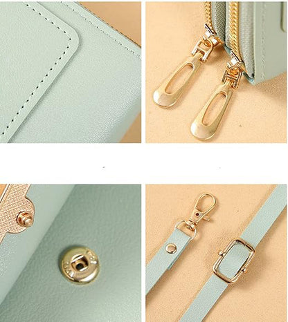 Multi Pockets Vegan Leather Small Designer Touchscreen Phone Bag With Adjustable Strap