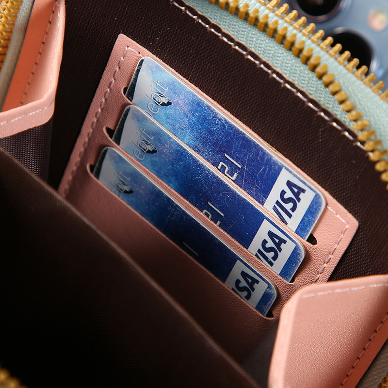 Multi Pockets Vegan Leather Small Designer Touchscreen Phone Bag With Adjustable Strap