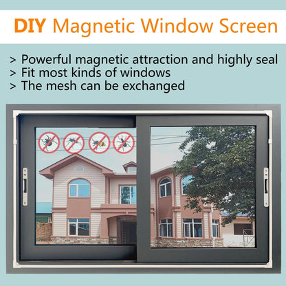 DIY Fiberglass Mesh Adjustable Magnetic Window Screen For House Windows