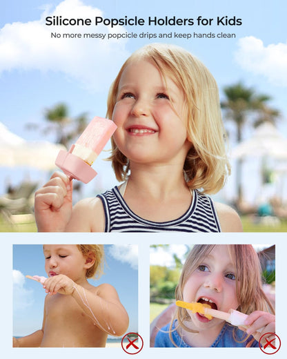 4Pack Random Color Drip-Free Silicone Popsicle Holders