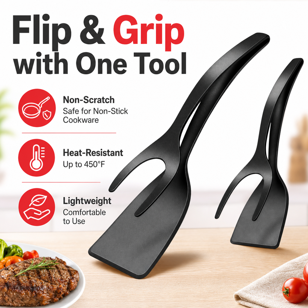 2-in-1 Flip Spatula Tongs